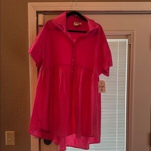 Bright Pink Button-Up Shirt